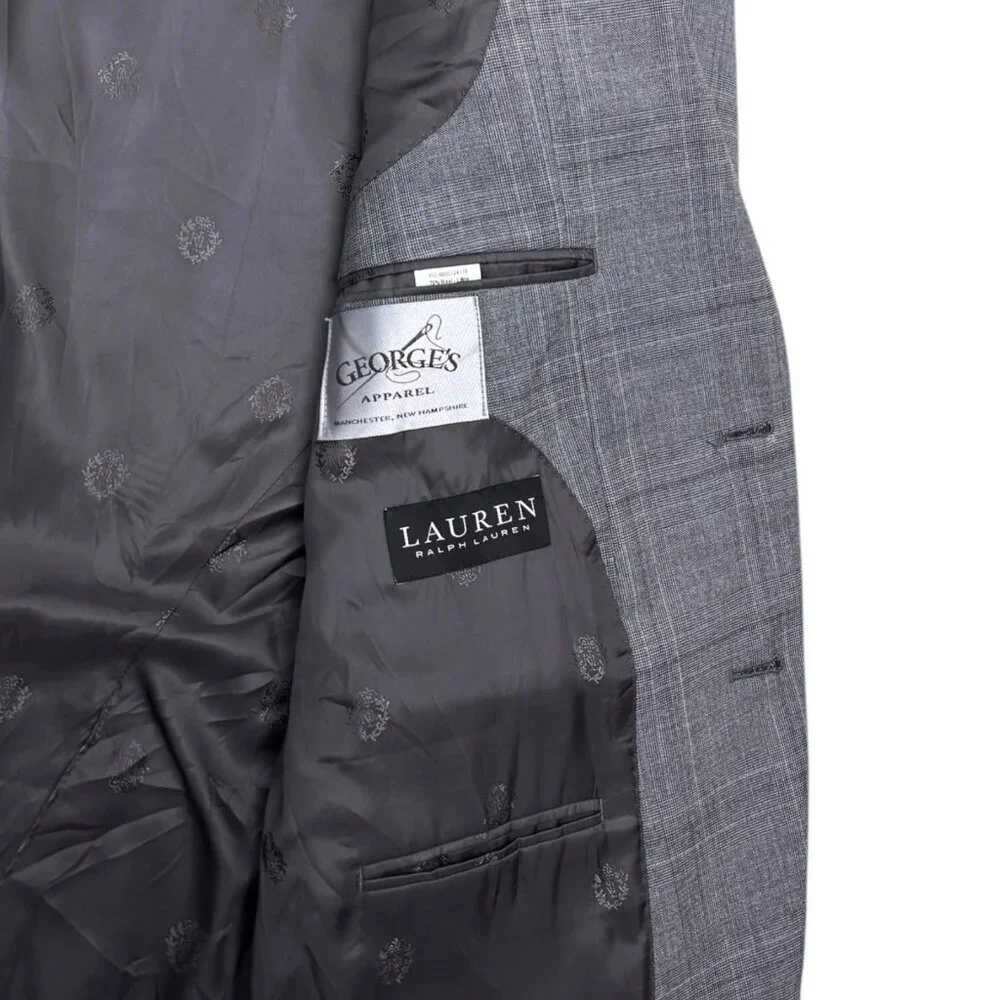 LAUREN RALPH LAUREN Check Pattern Gray Business Casual 2 Piece Blazer Suit 44S - Picture 8 of 10